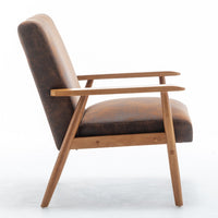 Myra Accent Armchair with Solid Wood Frame, Light Brown Microfiber