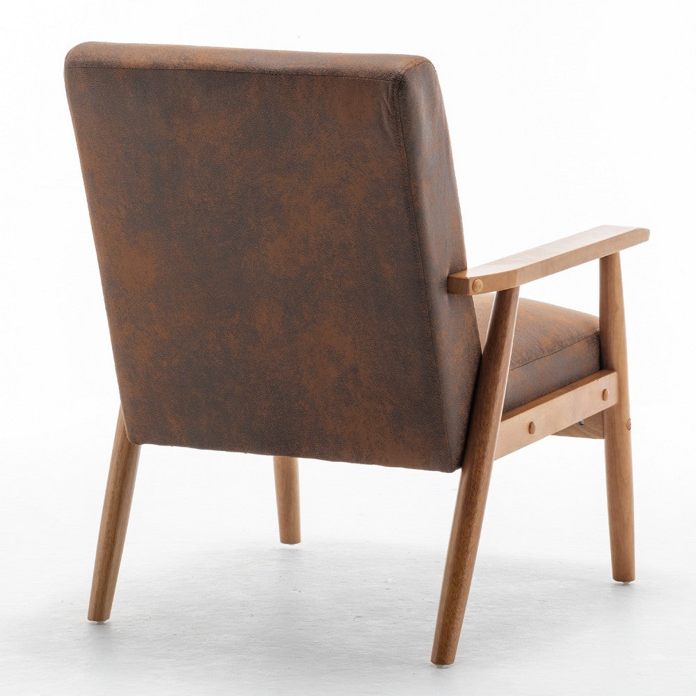 Myra Accent Armchair with Solid Wood Frame, Light Brown Microfiber
