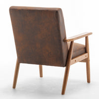 Myra Accent Armchair with Solid Wood Frame, Light Brown Microfiber
