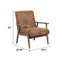 Myra Accent Armchair with Solid Wood Frame, Light Brown Microfiber