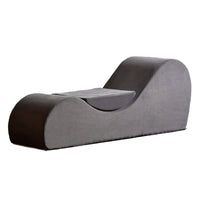 Siva Ergonomic Chaise Lounge Chair, Curved Design, Gray Faux Leather