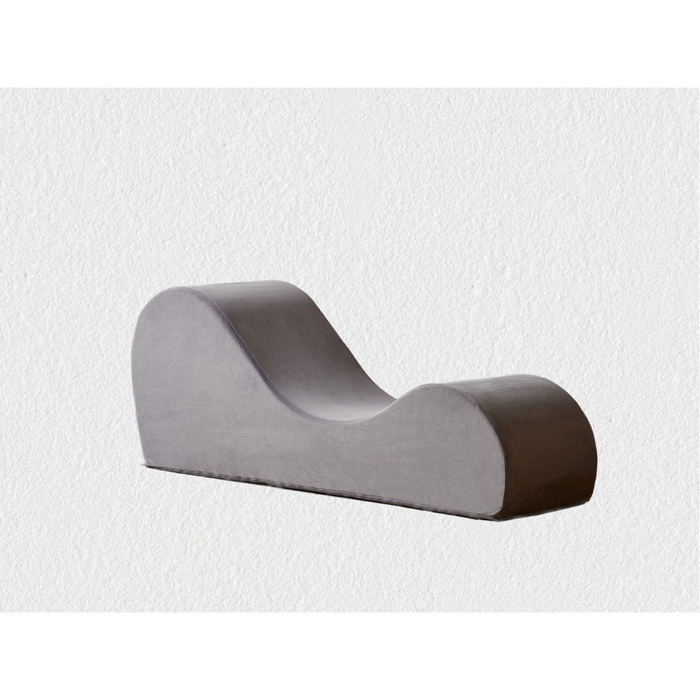 Siva Ergonomic Chaise Lounge Chair, Curved Design, Gray Faux Leather