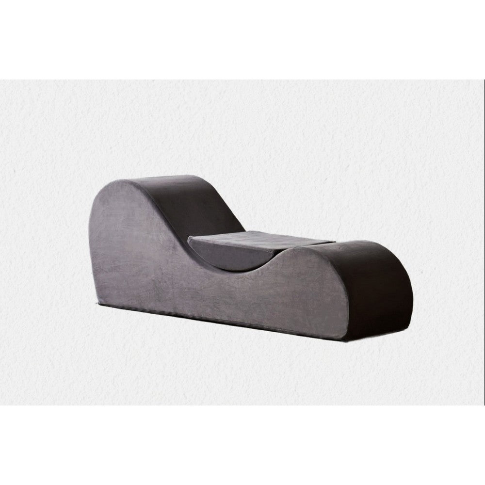 Siva Ergonomic Chaise Lounge Chair, Curved Design, Gray Faux Leather