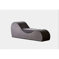 Siva Ergonomic Chaise Lounge Chair, Curved Design, Gray Faux Leather