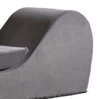 Siva Ergonomic Chaise Lounge Chair, Curved Design, Gray Faux Leather