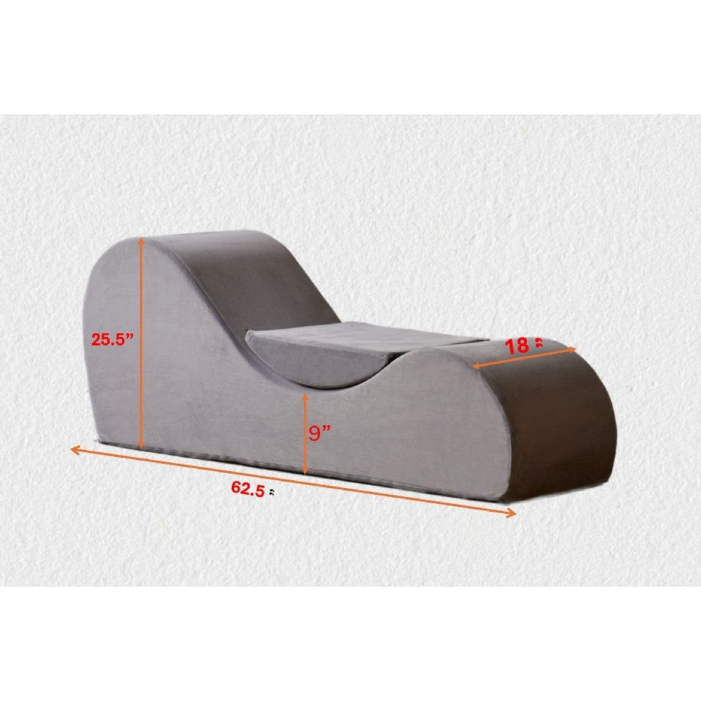 Siva Ergonomic Chaise Lounge Chair, Curved Design, Gray Faux Leather