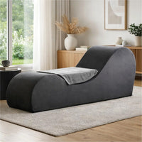 Siva Ergonomic Chaise Lounge Chair, Curved Design, Gray Faux Leather