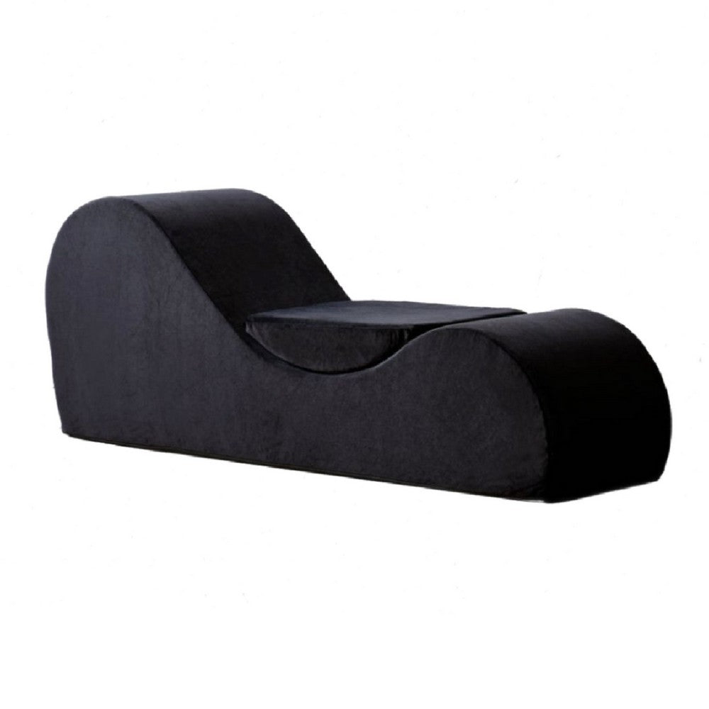Siva Ergonomic Chaise Lounge Chair, Curved Design, Black Faux Leather