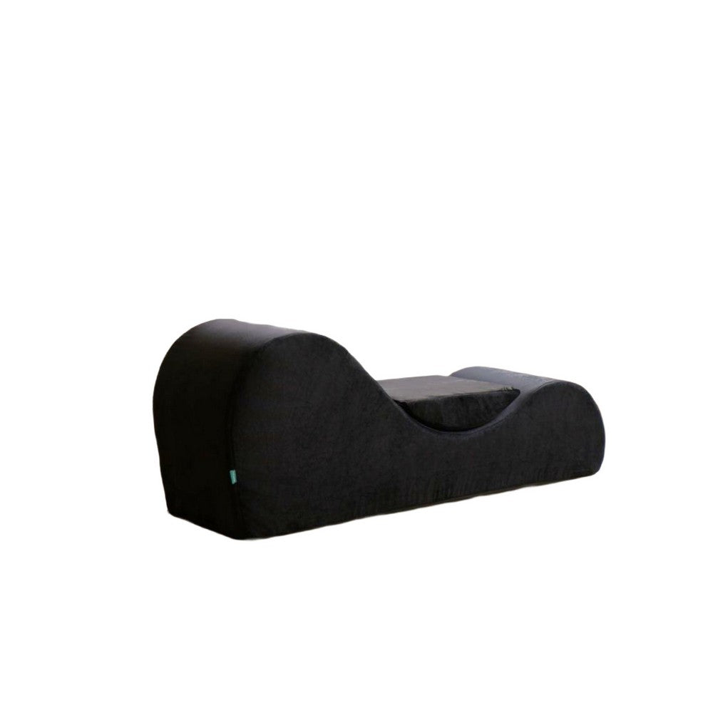Siva Ergonomic Chaise Lounge Chair, Curved Design, Black Faux Leather