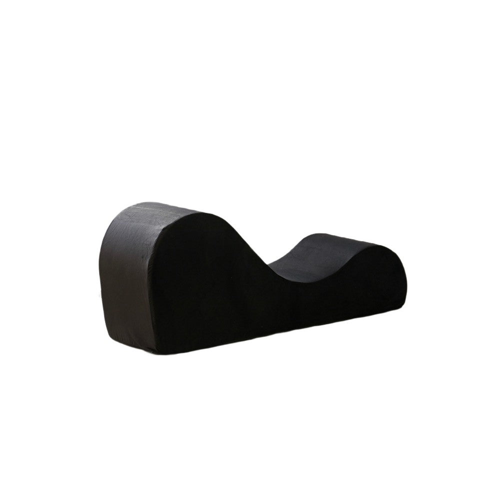 Siva Ergonomic Chaise Lounge Chair, Curved Design, Black Faux Leather