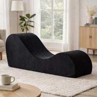 Siva Ergonomic Chaise Lounge Chair, Curved Design, Black Faux Leather