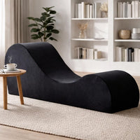 Siva Ergonomic Chaise Lounge Chair, Curved Design, Black Faux Leather