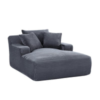 Cline Oversized Chaise Lounge Chair with 2 Pillows, Gray Corduroy