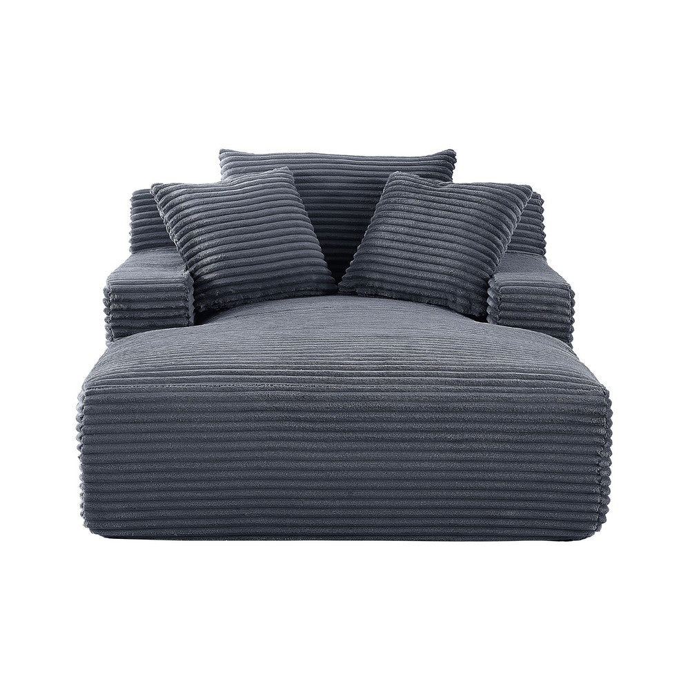 Cline Oversized Chaise Lounge Chair with 2 Pillows, Gray Corduroy