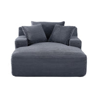 Cline Oversized Chaise Lounge Chair with 2 Pillows, Gray Corduroy