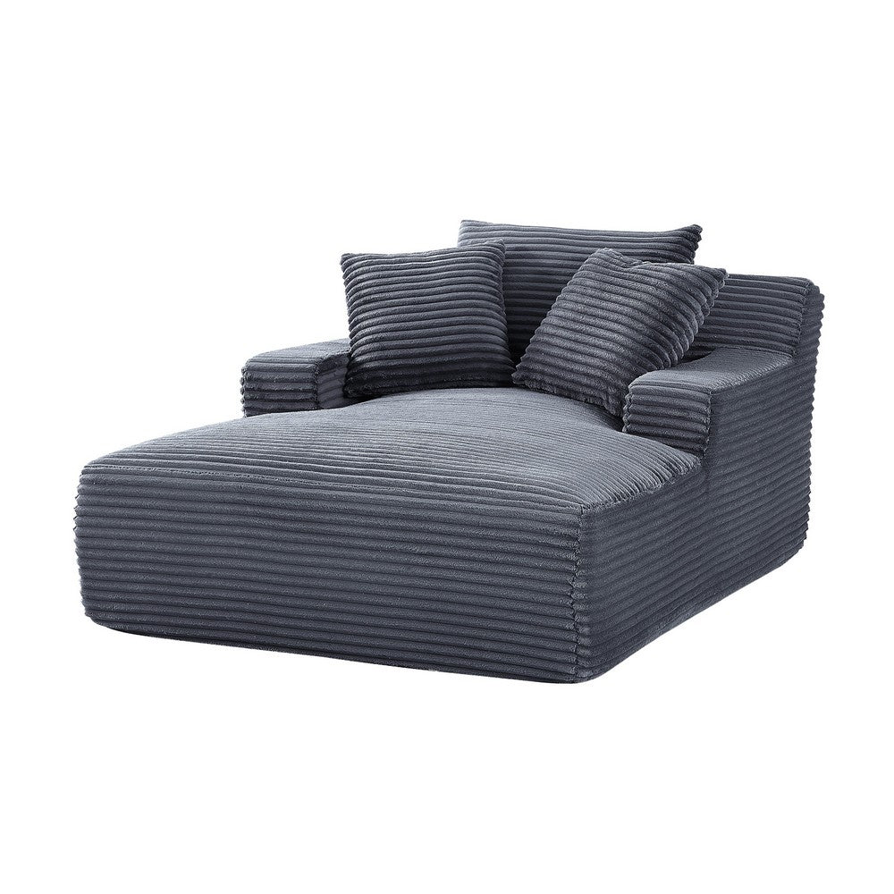 Cline Oversized Chaise Lounge Chair with 2 Pillows, Gray Corduroy
