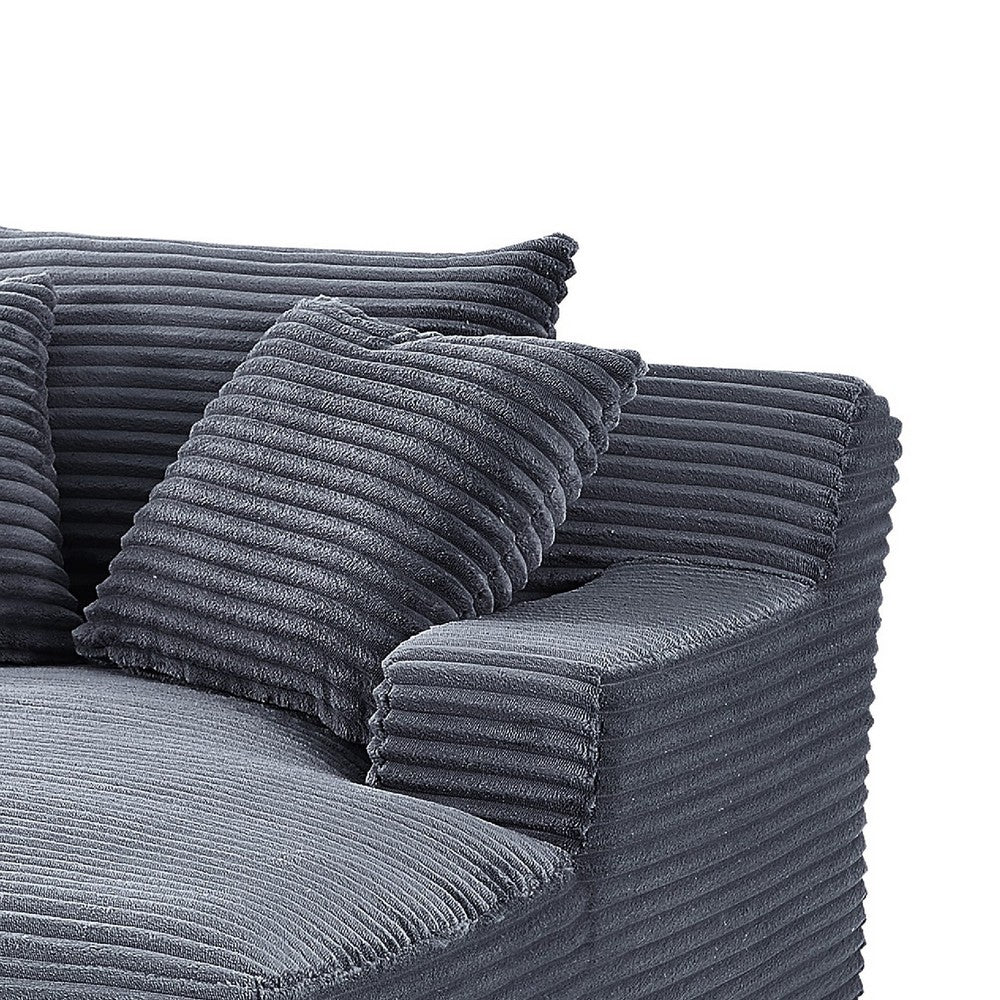 Cline Oversized Chaise Lounge Chair with 2 Pillows, Gray Corduroy