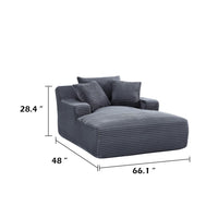 Cline Oversized Chaise Lounge Chair with 2 Pillows, Gray Corduroy