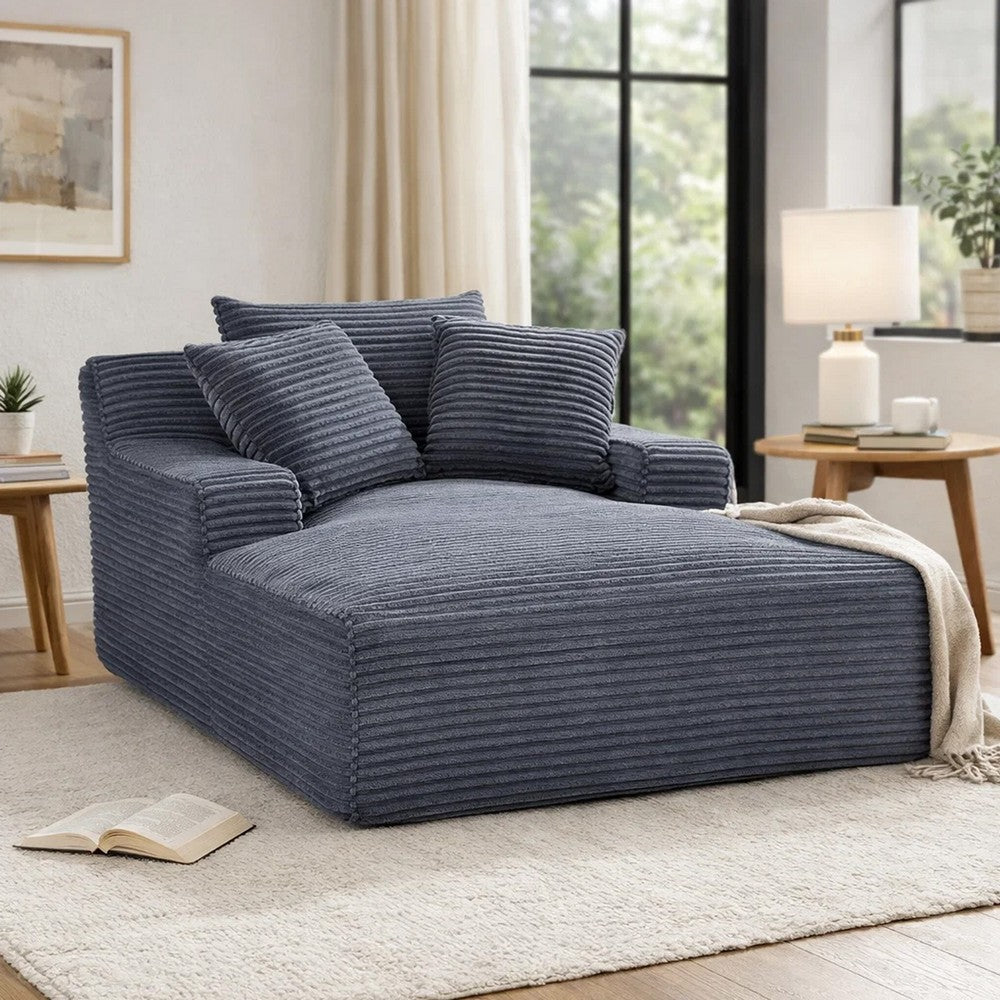 Cline Oversized Chaise Lounge Chair with 2 Pillows, Gray Corduroy