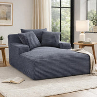 Cline Oversized Chaise Lounge Chair with 2 Pillows, Gray Corduroy