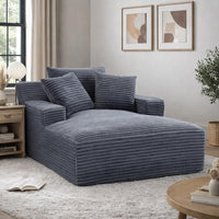 Cline Oversized Chaise Lounge Chair with 2 Pillows, Gray Corduroy