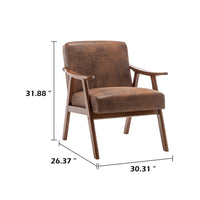 Ryno Mid-Century Accent Chair, Natural Wood Frame, Brown Microfiber