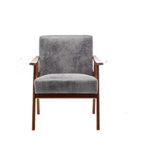 Ryno Mid-Century Accent Chair, Natural Wood Frame, Gray Microfiber