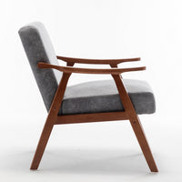 Ryno Mid-Century Accent Chair, Natural Wood Frame, Gray Microfiber