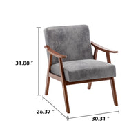 Ryno Mid-Century Accent Chair, Natural Wood Frame, Gray Microfiber