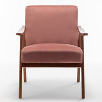 Ryno Mid-Century Accent Chair, Natural Wood Frame, Rose Pink Velvet