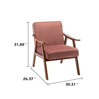 Ryno Mid-Century Accent Chair, Natural Wood Frame, Rose Pink Velvet