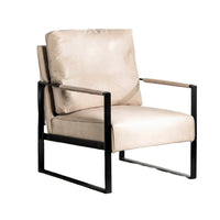 Kriya Accent Lounge Armchair, Black Metal Frame, Light Camel Microfiber