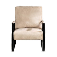 Kriya Accent Lounge Armchair, Black Metal Frame, Light Camel Microfiber