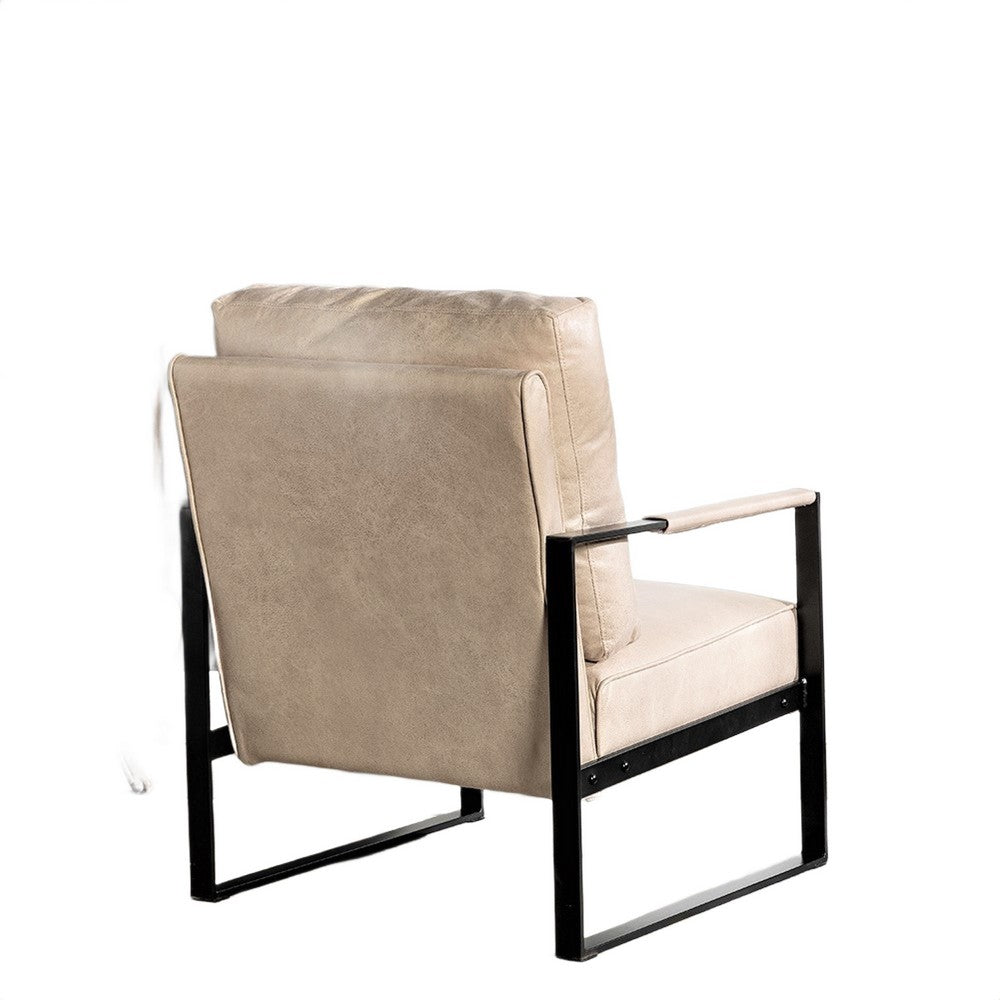 Kriya Accent Lounge Armchair, Black Metal Frame, Light Camel Microfiber