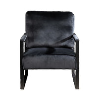Kriya Accent Lounge Arm Chair with Black Metal Frame, Black Velvet