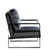Kriya Accent Lounge Arm Chair with Black Metal Frame, Black Velvet