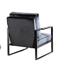 Kriya Accent Lounge Arm Chair with Black Metal Frame, Black Velvet