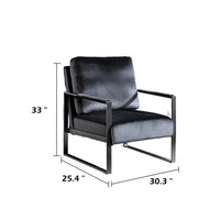 Kriya Accent Lounge Arm Chair with Black Metal Frame, Black Velvet