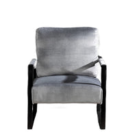 Kriya Accent Lounge Arm Chair with Black Metal Frame, Gray Velvet