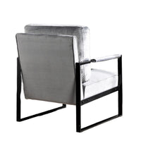 Kriya Accent Lounge Arm Chair with Black Metal Frame, Gray Velvet