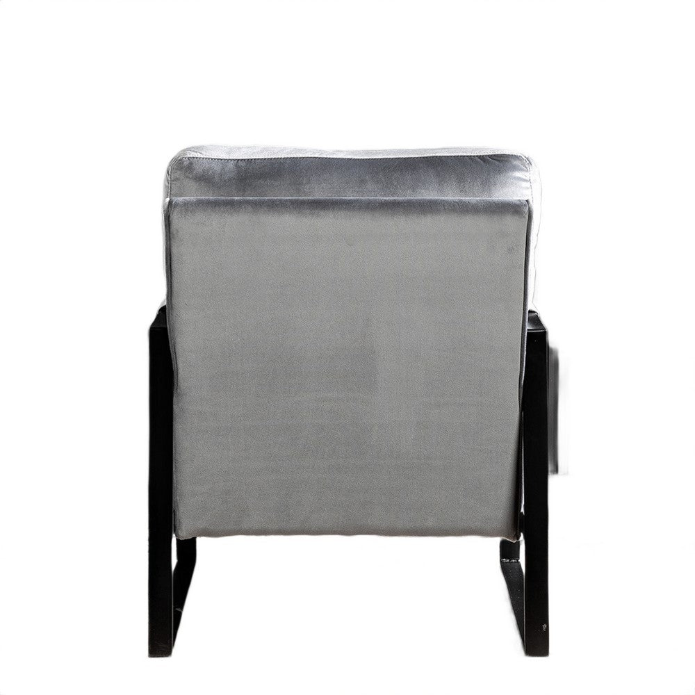 Kriya Accent Lounge Arm Chair with Black Metal Frame, Gray Velvet