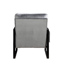 Kriya Accent Lounge Arm Chair with Black Metal Frame, Gray Velvet