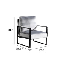 Kriya Accent Lounge Arm Chair with Black Metal Frame, Gray Velvet