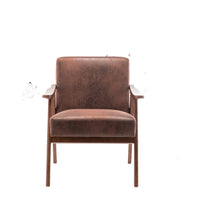 Ryno Mid-Century Accent Chair, Natural Wood Frame, Brown Microfiber
