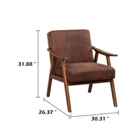 Ryno Mid-Century Accent Chair, Natural Wood Frame, Brown Microfiber