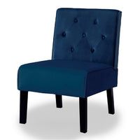 Revvy Armless Chair, Tapered Legs, Set of 2, Dark Blue Tufted Velvet