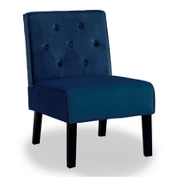 Revvy Armless Chair, Tapered Legs, Set of 2, Dark Blue Tufted Velvet