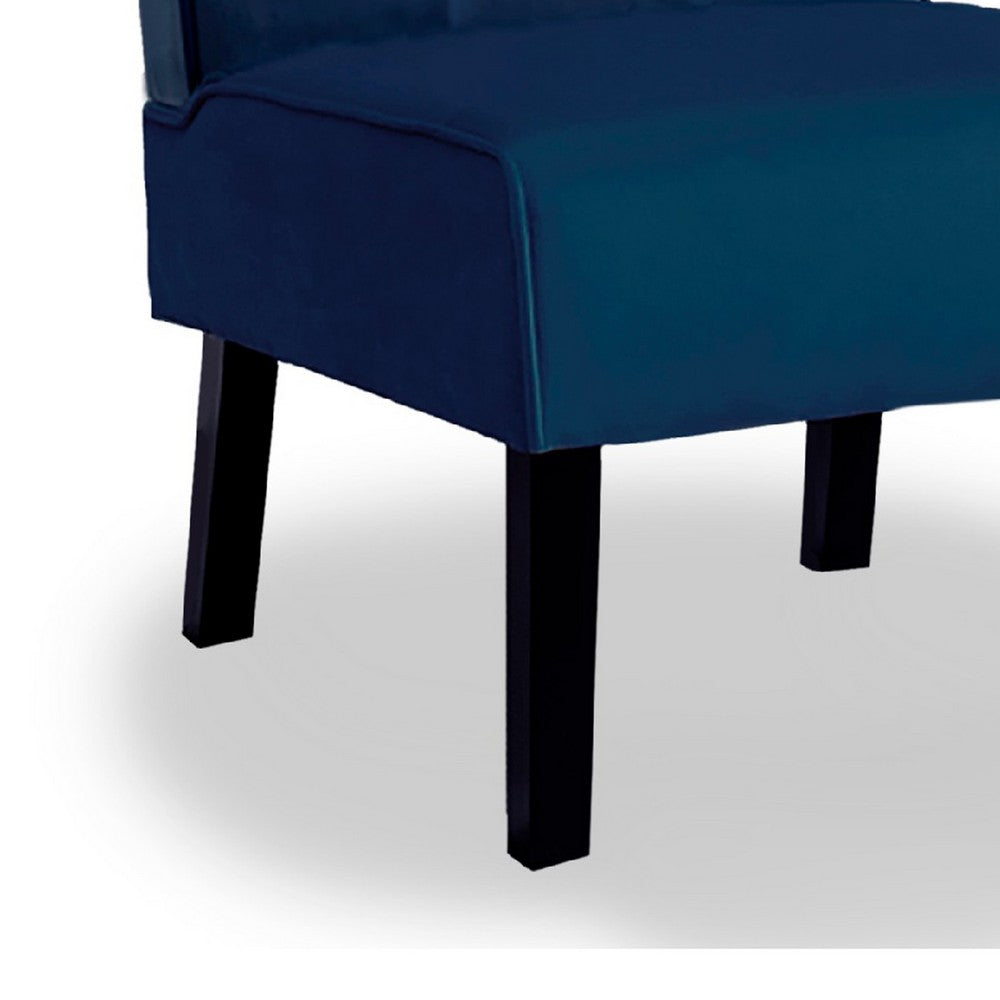 Revvy Armless Chair, Tapered Legs, Set of 2, Dark Blue Tufted Velvet