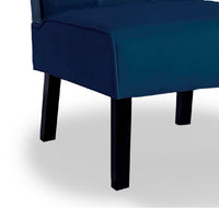 Revvy Armless Chair, Tapered Legs, Set of 2, Dark Blue Tufted Velvet