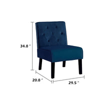 Revvy Armless Chair, Tapered Legs, Set of 2, Dark Blue Tufted Velvet